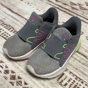New Balance Kids' Gray Sneakers with Green and Pink Accents
